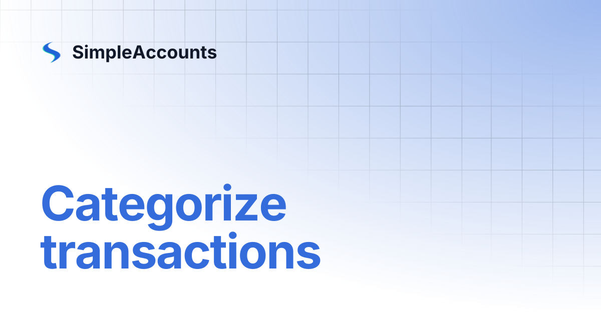 Categorize Transactions Simpleaccounts
