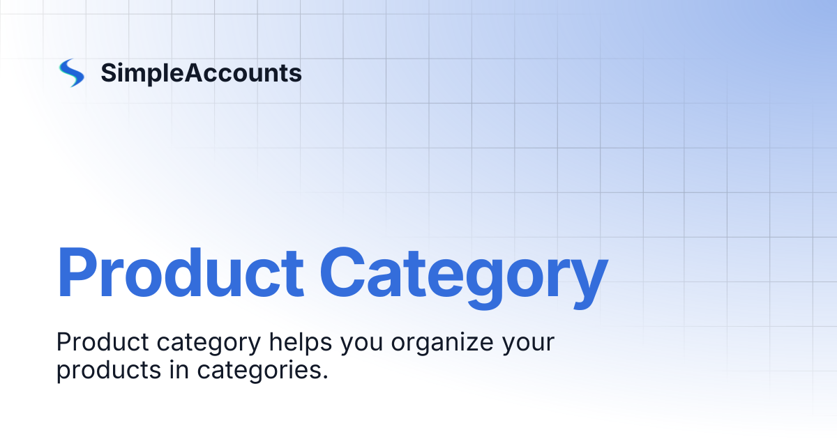 Product Category | SimpleAccounts