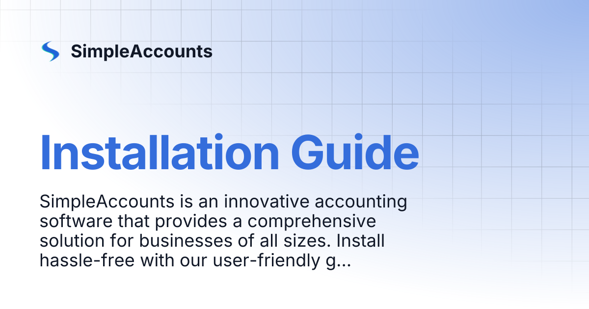 Installation Guide | SimpleAccounts