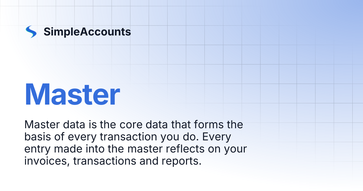 Master | SimpleAccounts